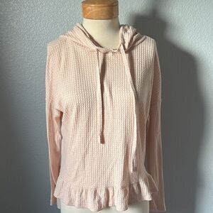 LC Lauren Conrad Blush Ruffle Hem Hoodie